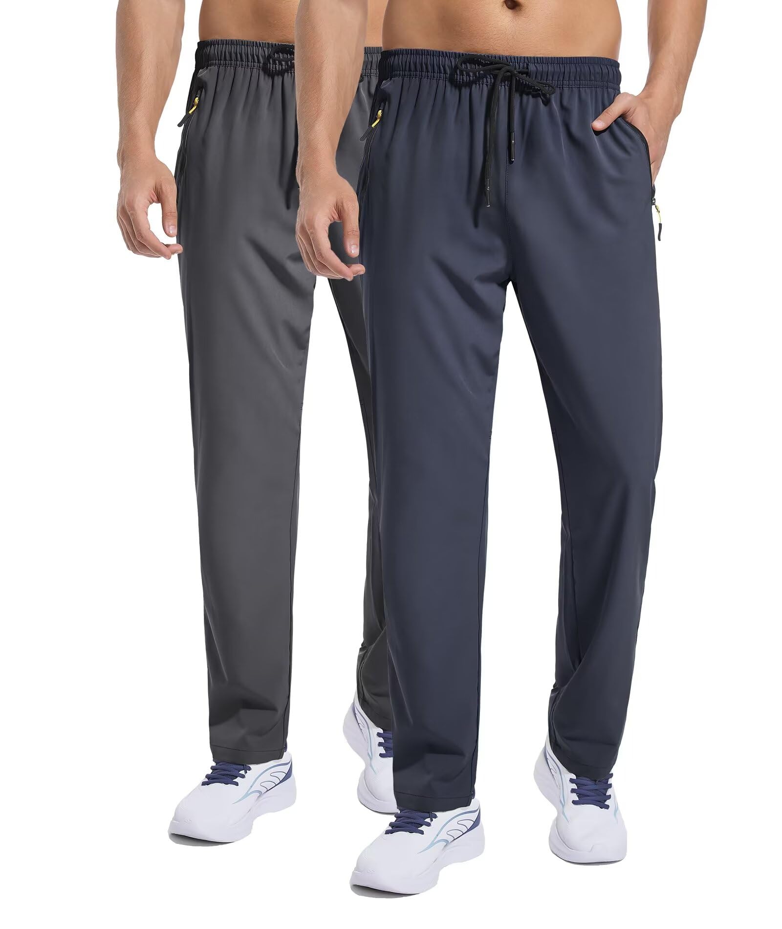 Men's Sweatpants Lightweight Workout Pants with Zipper Pockets Elastic Waist Ath