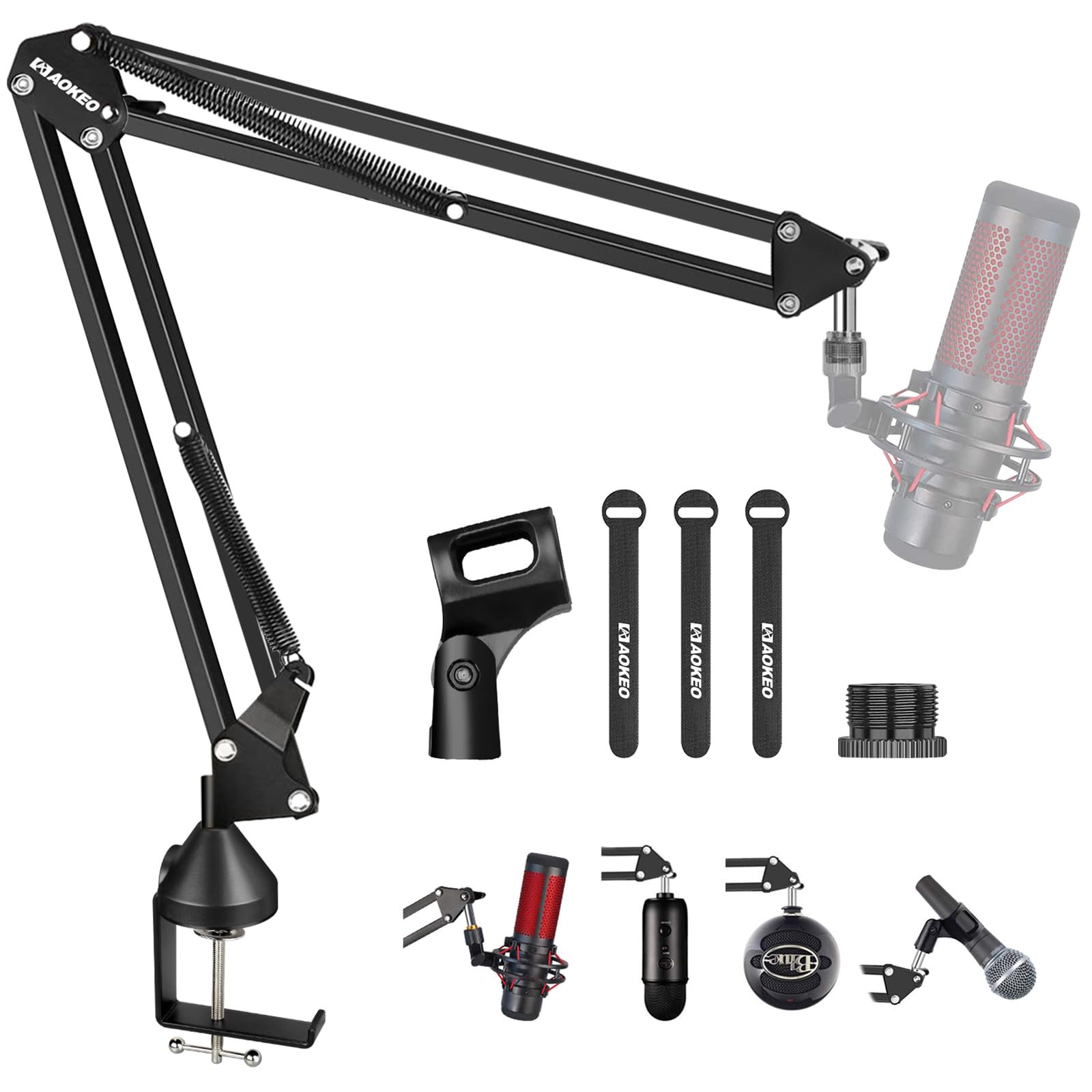 Microphone Boom Arm,Aokeo AK-35 Desk Adjustable Compact Mic Suspension Boom Scis