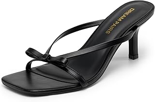 DREAM PAIRS Women's Kitten Heel Bow Comfort Sandals