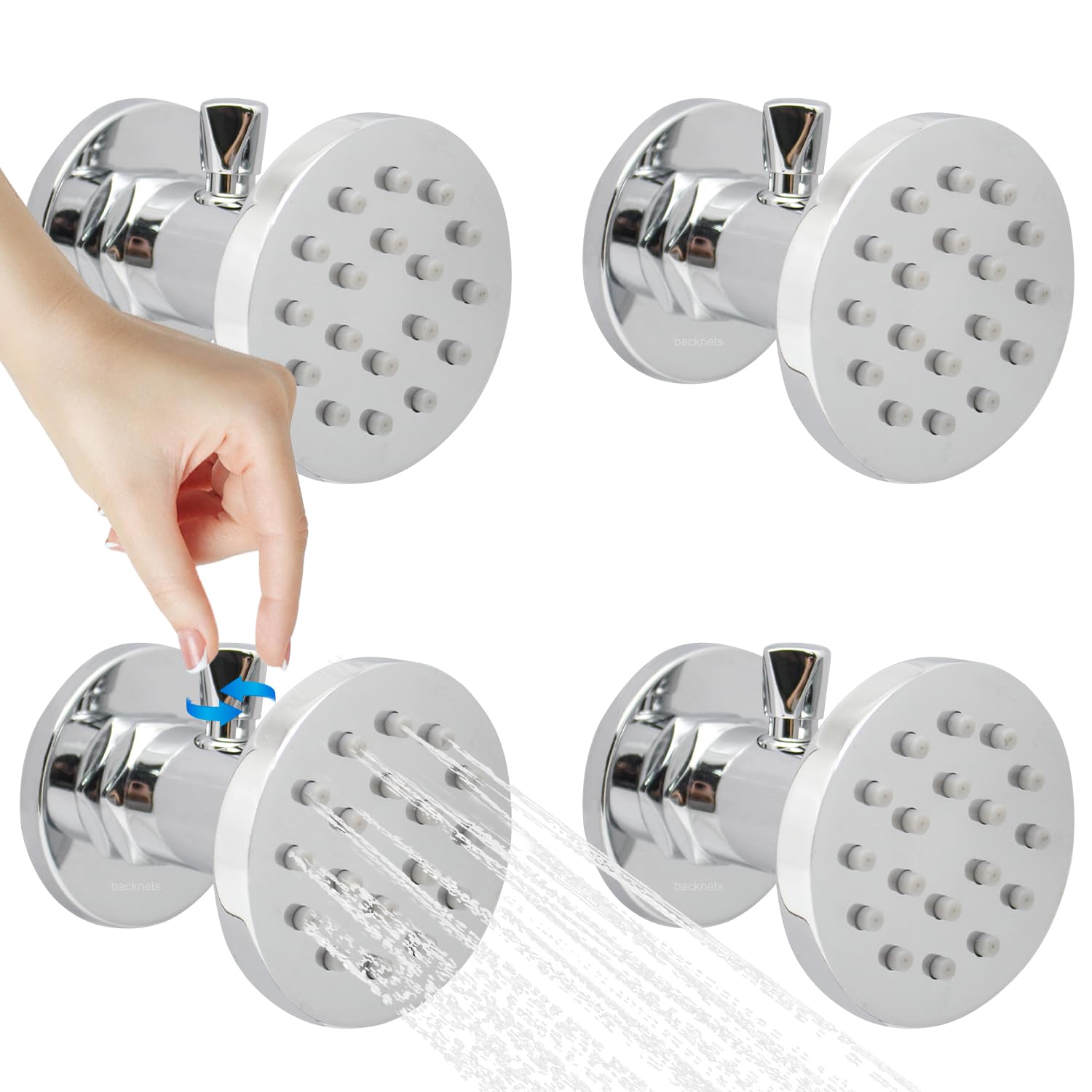 Brass Shower Body Jets with Adjustable Flow, Massage Spa Polished Chrome Round B