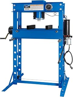 K Tool International HD63650 50 Ton Air/Hydraulic Shop Press, 7.5" Ram Stroke, Minimum 6.6" and Maximum 34.2" Working Range, Double Speed Pump, Self-Locking Hand Winch, Anti-Shock Pressure Gauge