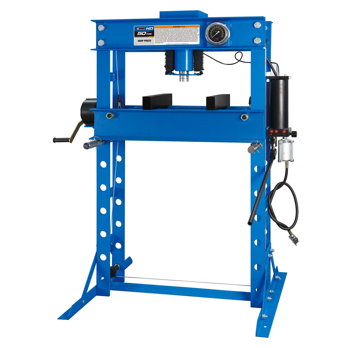K Tool International HD63650 50 Ton Air/Hydraulic Shop Press, 7.5" Ram Stroke, M
