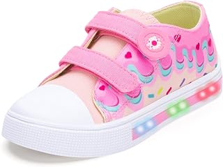 Toddler Light Up Trainers, Easy Fasten Kids Canvas Shoes