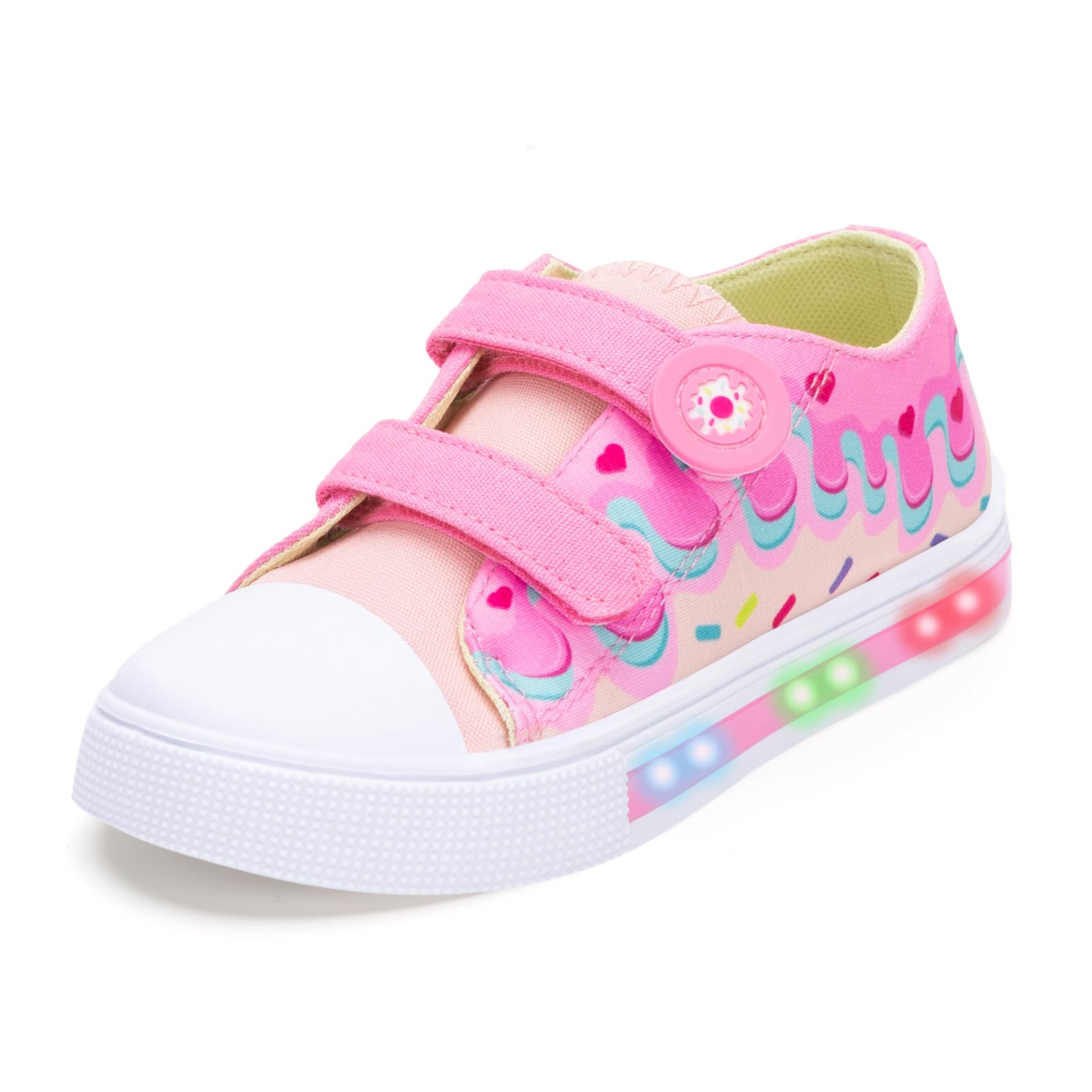 Toddler Light Up Trainers, Easy Fasten Kids Canvas Shoes
