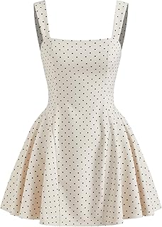 CIDER Mini abito da donna a pois per uscire carino estate data notte collo quadrato senza maniche mini abito