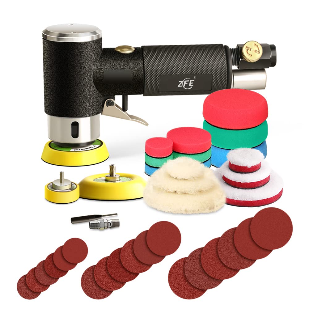 ZFE 1/2/3 Inch Random Orbital Air Sander, Mini Pneumatic Sander for Auto Body Wo