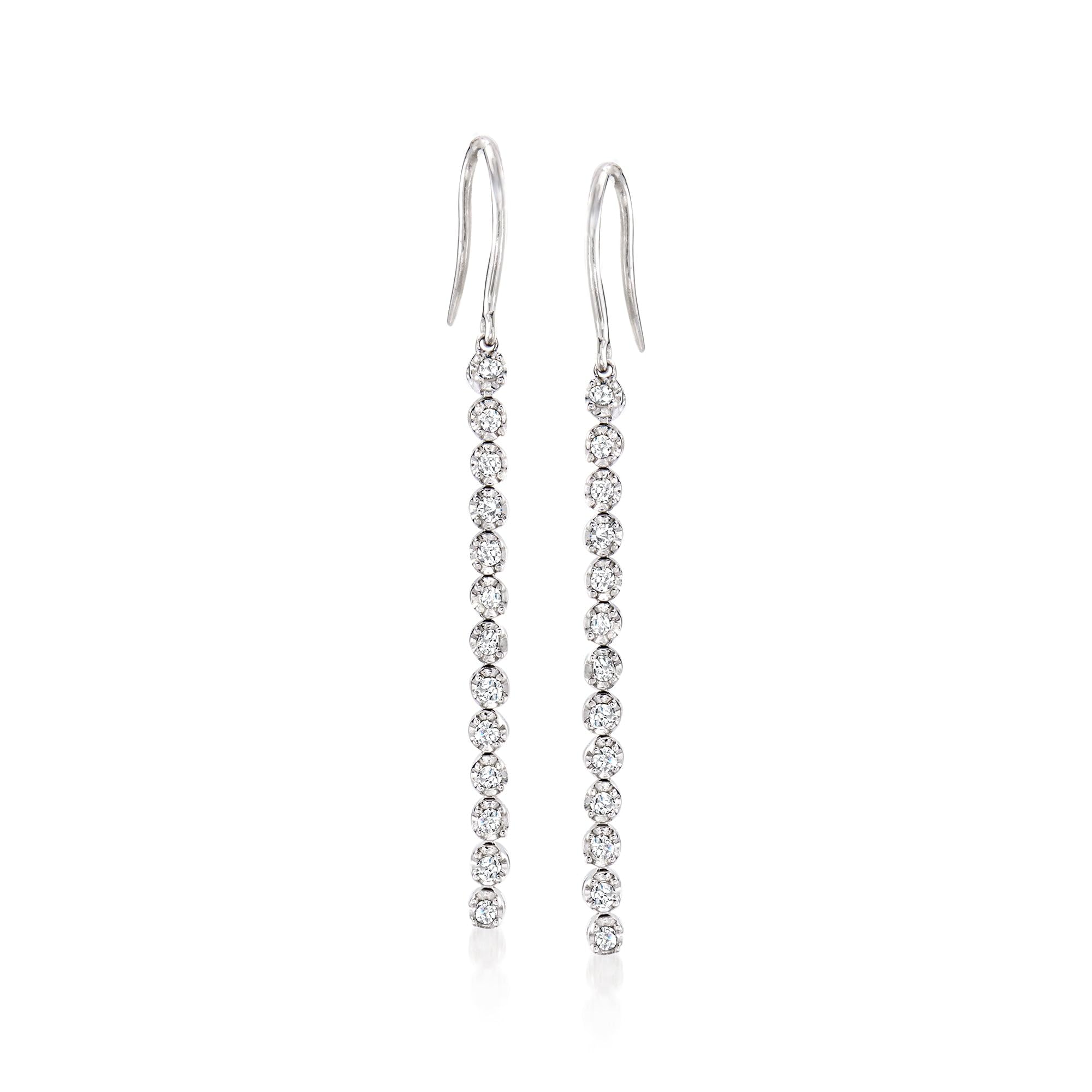 Ross-Simons 0.50 ct. t.w. Diamond Linear Drop Earrings in Sterling Silver