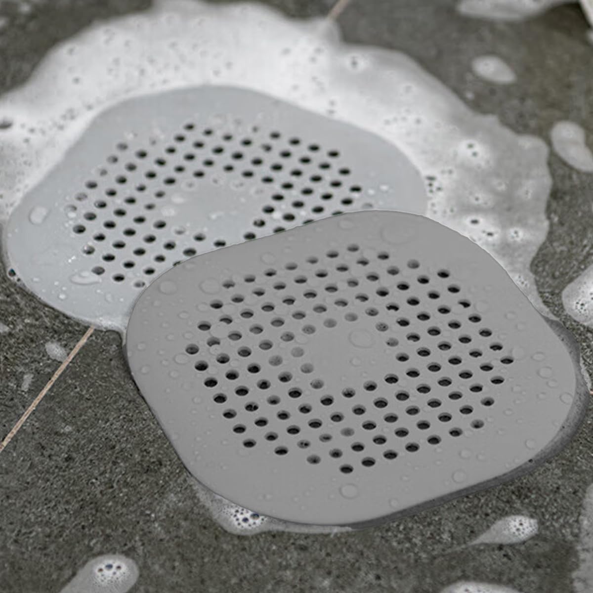 10 Pack Square Drain Plugs for Shower, Flat Silicone Hair Catcher for Bathroom a