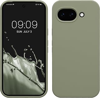 kwmobile Case Compatible with Google Pixel 10a Case - TPU and Silicone Anti-Shock Case - Suitable for Wireless Charging - Green Grey