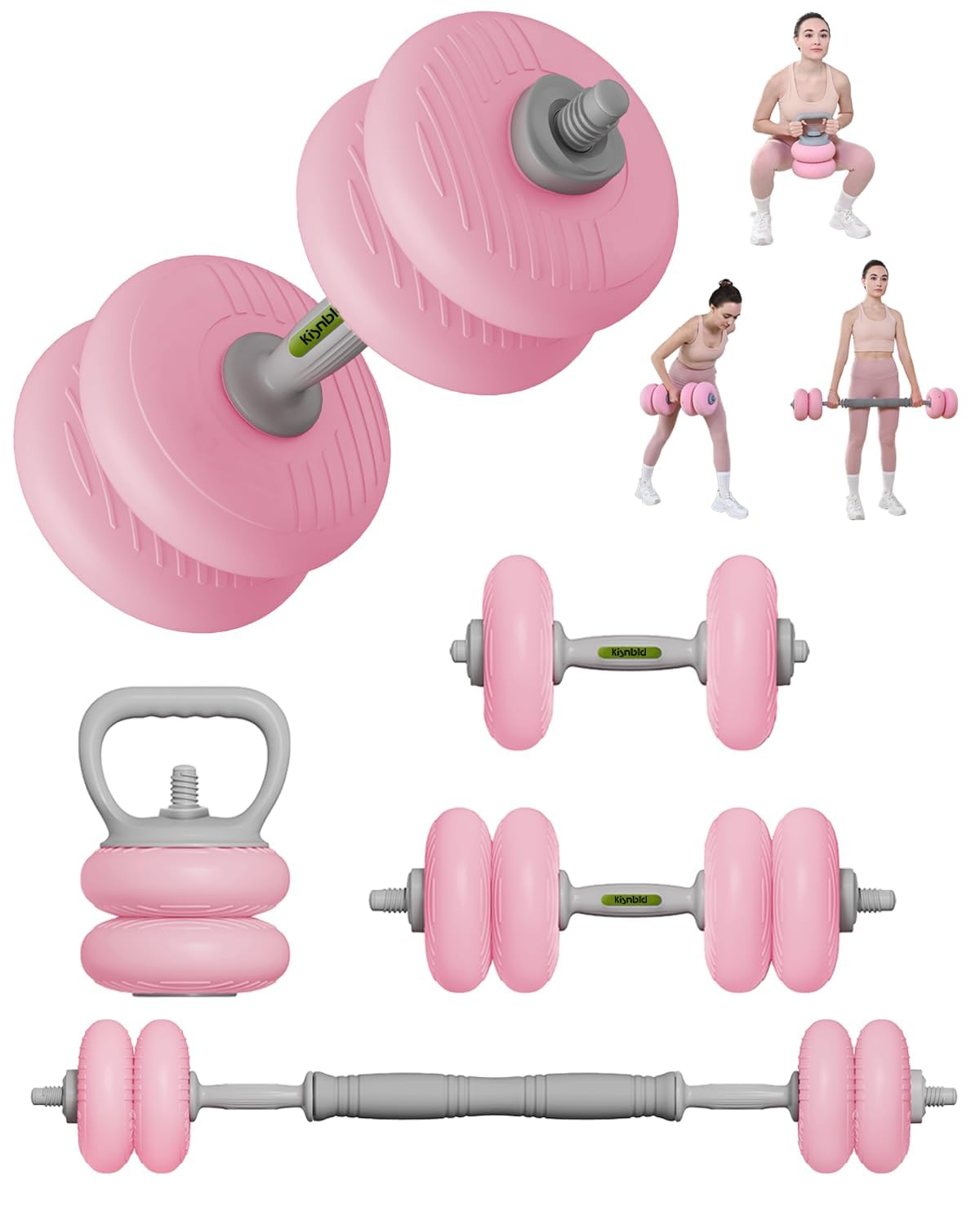 kisnbld 3-IN-1 Dumbbell Set with Connector,3-IN-1 Fixed Weight Dumbbell Set Used