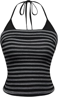 SOLY HUX Women's Striped Halter Top Y2k Grunge Emo Camisole Tops
