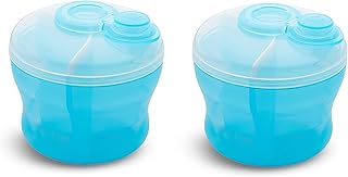 Munchkin Formula Dispenser, BPA Free, 3 9oz Sections, Blue, 2 Pack | BPA free powdered formula container with 3 9oz sections