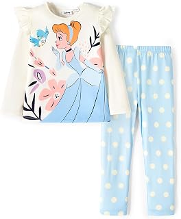 Disney Princess Baby Girl Outfit Long Sleeve T-Shirt Dress and Leggings Striped Autumn Casual Girls Clothing Set
