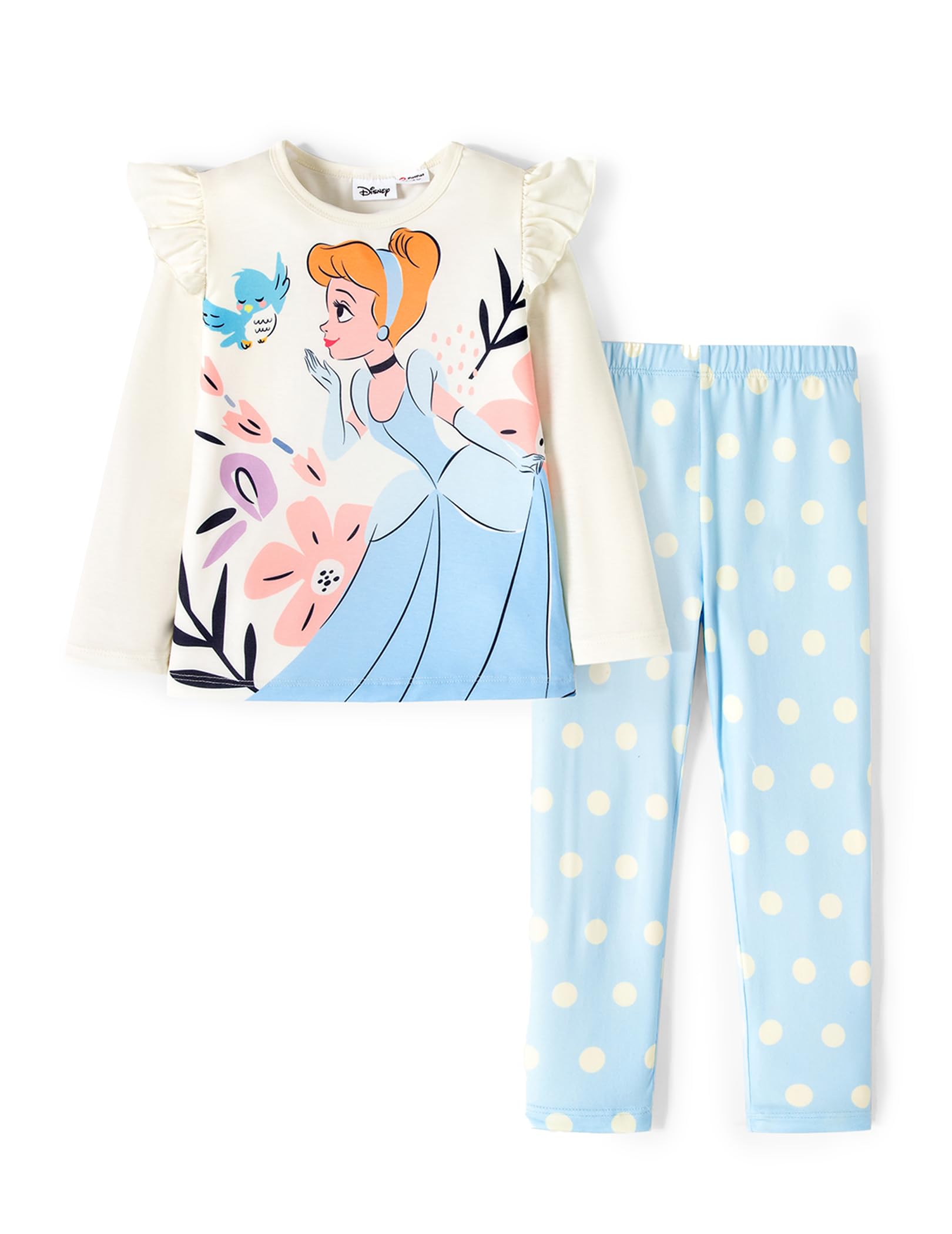 Disney Princess Baby Girl Outfit Long Sleeve T-Shirt Dress and Leggings Striped 
