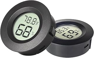 Reptile Thermometer Hygrometer, 2 Pack LCD Digital Gauge, Vivarium, Black | Temperature Humidity Monitor for Tortoise, Bearded Dragon, Leopard Gecko and Hermit Crab Enclosures, Compact Easy Setup