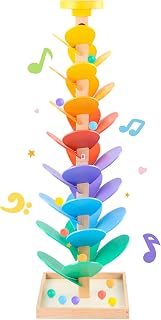 Wooden Marble Run Music Tree Montessori Toy for Ages 3+ Ball Drop Toy | Montessori Toys Rainbow Marble Run Learning Game Creative Color Sorting Toy Birthday Gift for Boys and Girls Ages 3+