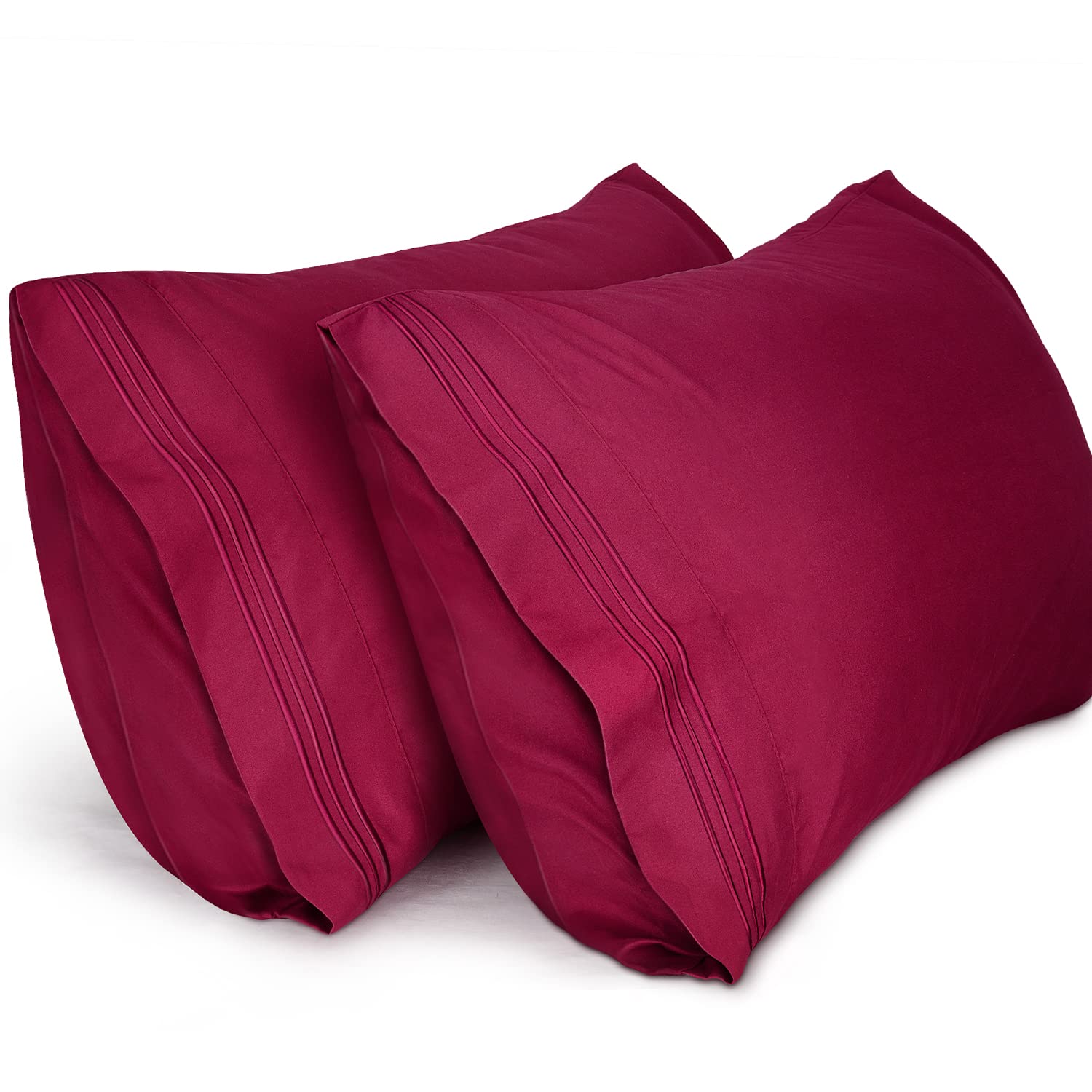 Lirex Queen Size Pillow Cases 2 Pack,1800 Thread Count Embroidered Soft Brushed 