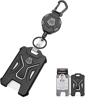 MNGARISTA Retractable Badge Holder,Heavy Duty Carabiner Clip Keychain Badge Reel,Tactical ID Card Key Holder with 31.5" Retractable, Black