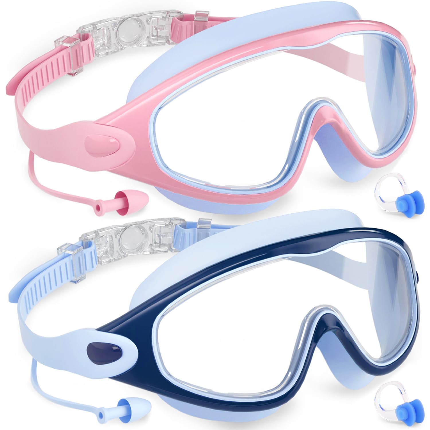 COOLOO Kids Swimming Goggles for Age 3-15, 2 Pack Anti Fog Kids Goggles | UV Pro