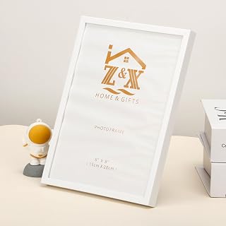 6x8 Picture Frames, Composite Photo Frame for Wall or Table Display, Minimalist Glossy Finish Frame, Perfect for Home, Office, Hotel and Special Events (White)