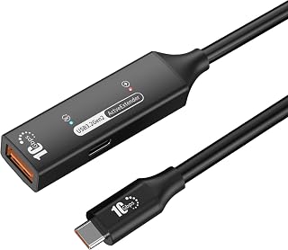 PREMIUMCORD Active USB A-C Extension Cable with Repeater 5m, Type-A Female and Type-C Male Connectors, USB 3.2 Gen 2 SuperSpeed+ 10Gbit/s, Double Shielded, Aluminium Housing, Black, Length 5 m