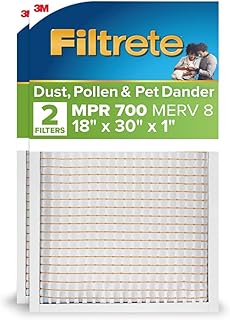 Filtrete 18x30x1 Air Filter, MERV 8, MPR 700, 2 HVAC Filters | Dust, Pollen, & Pet Dander, 3-Month AC/Furnace Filters, Cleaner Air, Reliable Airflow, (Act. Size 17.81x29.81x0.81 in)