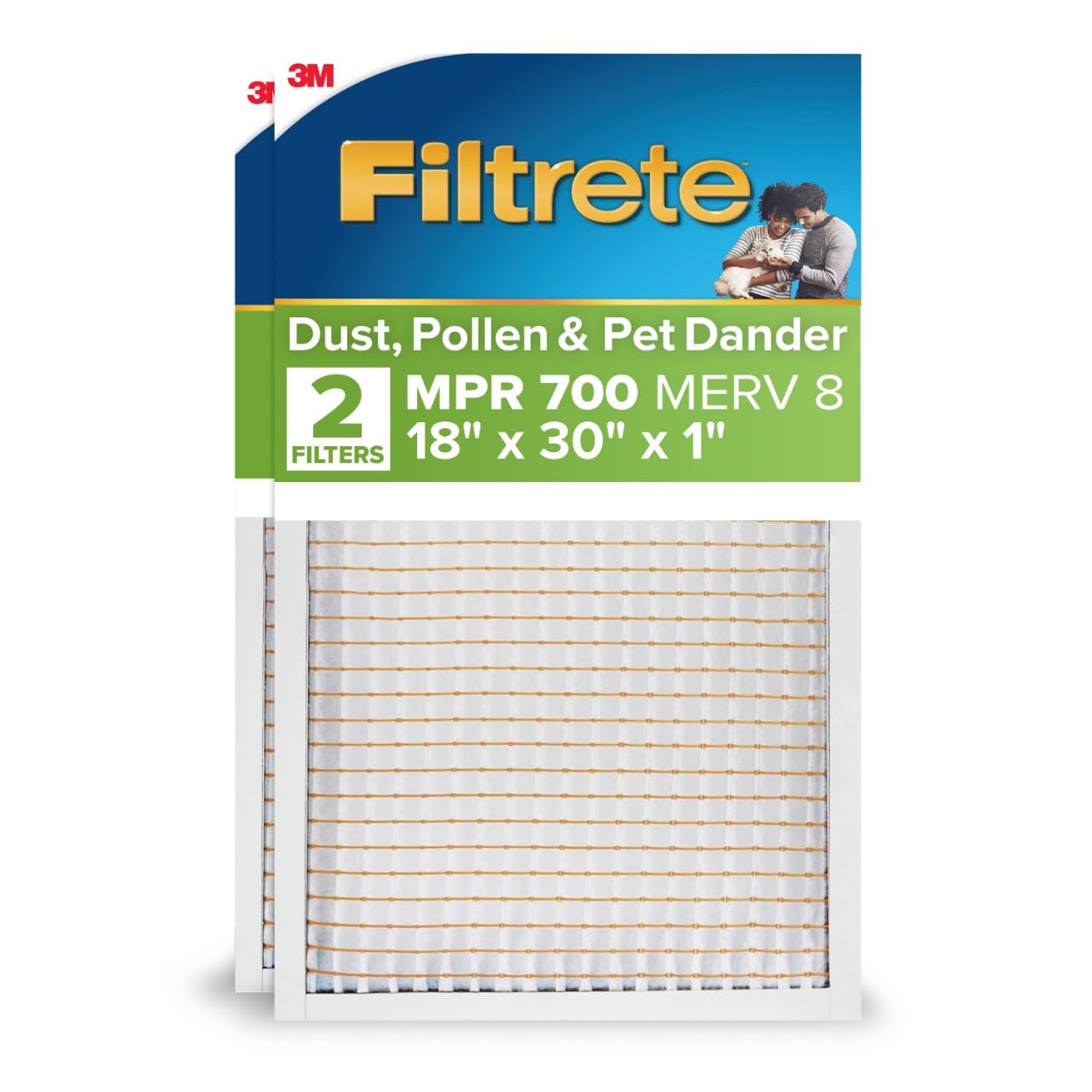 Filtrete 18x30x1 Air Filter, MERV 8, MPR 700, 2 HVAC Filters | Dust, Pollen, & P