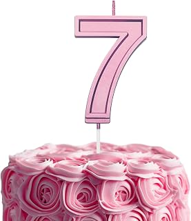 Pink Birthday Number 7 Candles for Wedding Party Cake Decorations
