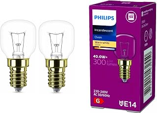 Philips Oven Lamp E14 40 W Teardrop Shape 29 mm Diameter Temperature Resistant up to 300 °C (Pack of 2)