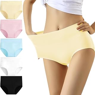 YouShow Women's Knickers High Waist Cotton Underwear for Women Ladies Full Briefs Pant Multiple Colors and Sizes 5 Pack