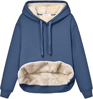 Womens Winter Hoodies Warm Fleece Sherpa Lined Pullover Hooded Sweatshirt
