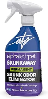 ATP Skunk Away Permanent Skunk Odor Remover for Pets and Fabrics, 16 Fl Oz | Powerful skunk odor remover spray, Proprietary chain reaction NF-7 technology, Great for pets, clothes, and carpets.