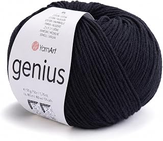 YarnArt Genius Soft Cotton Blend Yarn, 1 Pack (1.76 oz / 174 Yds) | 55% Cotton 45% Acrylic Craft Yarn, 174 Yds Each for Amigurumi, Crochet, Knitting & Baby Items