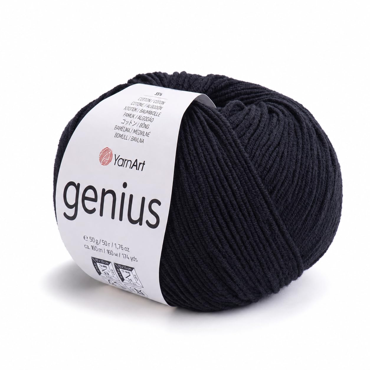 YarnArt Genius Soft Cotton Blend Yarn, 1 Pack (1.76 oz / 174 Yds) | 55% Cotton 4