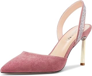 Castamere Women's High Heel Pointed Toe Pumps Slingback Slip-on Diamond Crystal 8.5 CM Heels