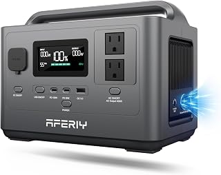 AFERIY Portable Power Station 800W Peak/400W Rated,45min Fast Charging, 80000mAh/256Wh LiFePO4 Battery, 10ms UPS, Solar Powered Power Bank with AC Outlet 120V for Camping, Outdoor, Emergency,Home Use