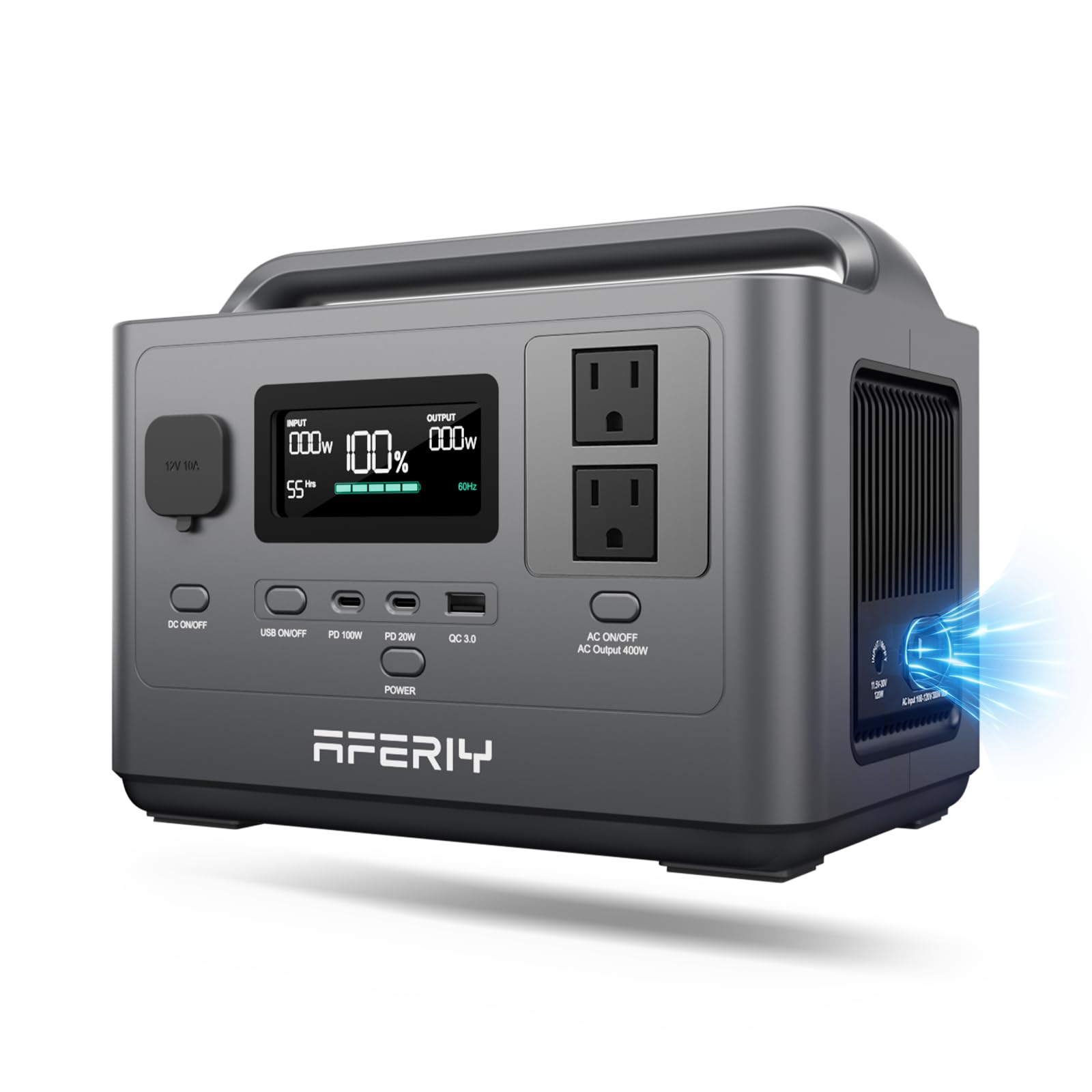 AFERIY Portable Power Station 800W Peak/400W Rated,45min Fast Charging, 80000mAh