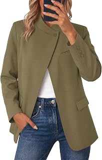 Cicy Bell Women Plaid Blazer Business Stand Collar Open Front Suit Jacket