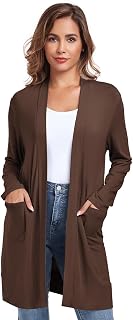 TownCat Womens Lightweight Cardigan with Pocket, Long Sleeve Open Front Casual Loose Cardigans for Women