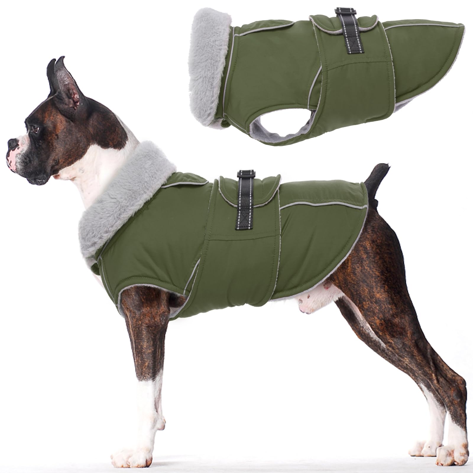 Lelepet Dog Coats for Medium Dogs Waterproof Dog Jacket with Adjustable Fit