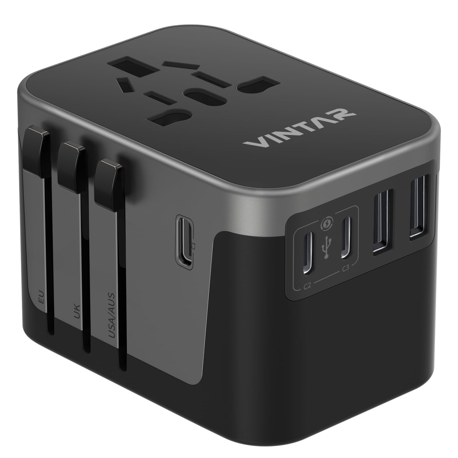 VINTAR Universal Travel Adapter 30W, International Power Adapter | 3 USB C 2 USB
