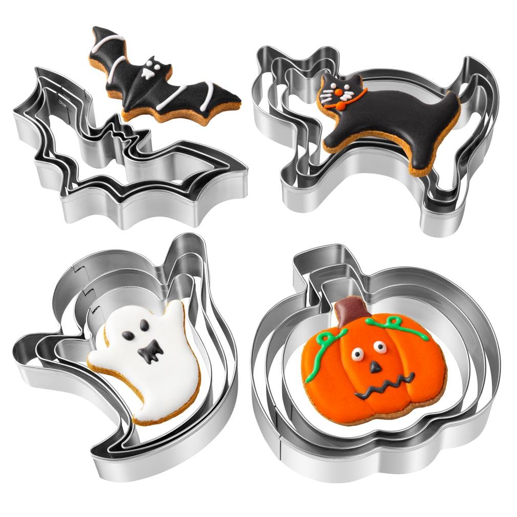 Halloween Cookie Cutters Set - 12 Pieces Stainless Steel Halloween Cookie Cutter