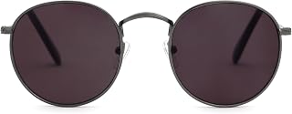 OPULIZE SOL Reading Sunglasses for Women Men,Tinted Lens with UV400 Protection,Scratch Resistant Round Metal frame with Spring Hinges, Matt Gunmetal With Black Tips +1 (Pack of 1)