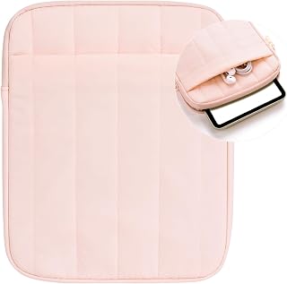 COOTHINE Puffy Sleeve Pouch for Kindle Paperwhite & Kobo Libra Color, Pink | Fits Kindle Oasis, Kindle Colorsoft 7"; 11th 12th Gen; triple-layer; open front pocket, water-resistant; gift for readers
