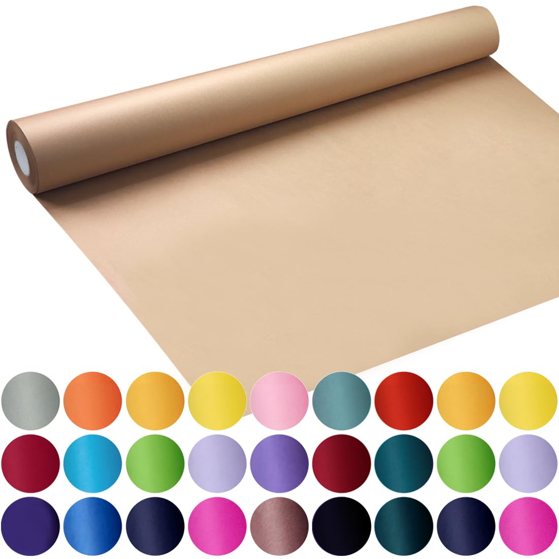 SMART&CASUAL Brown Wrapping Paper Roll 17.8"×1,200"(100') Kraft Paper for Craft 