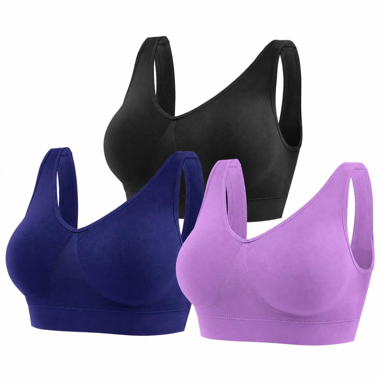 YUTYTH Women's Seamless Sports Bra Non-Wired Crop Top Bra Removable Pads