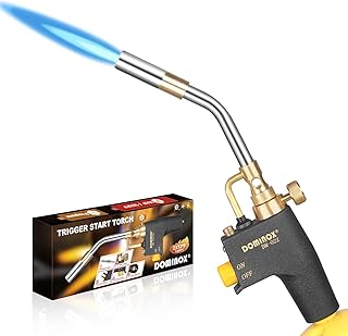 DOMINOX Propane Torch Head, High Intensity Trigger Start Gas Torch (DM-022) | Propane Torch for Propane and MAPP Gas, MAPP Gas Torch for Starting Firewood and Campfires, Soldering, Brazing, Torch Only