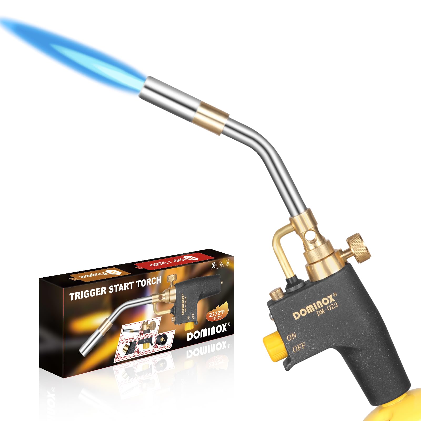 DOMINOX Propane Torch Head, High Intensity Trigger Start Gas Torch (DM-022) | Pr