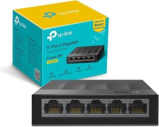 TP-Link LS1005G - Gigabit Switch 5 Ports, Plug & Play, Plastic Housing | Plug & play, no setup needed. Fanless design, silent. 5 Gigabit ports. Plastic Shell QoS.