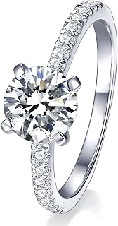 IMOLOVE Moissanite Solitaire Engagement Ring for Women, Women's Engagement Rings Moissanite Promise Rings 1-4CT D Color VVS1 Clarity Wedding band 925 Sterling Silver with 18K Gold Plated